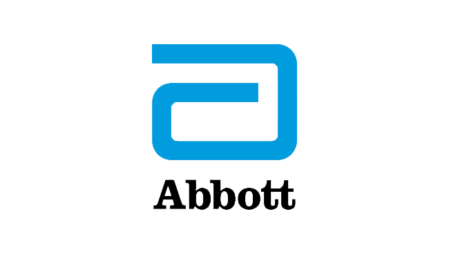 Logo of Abbott represented by a large small letter blue a